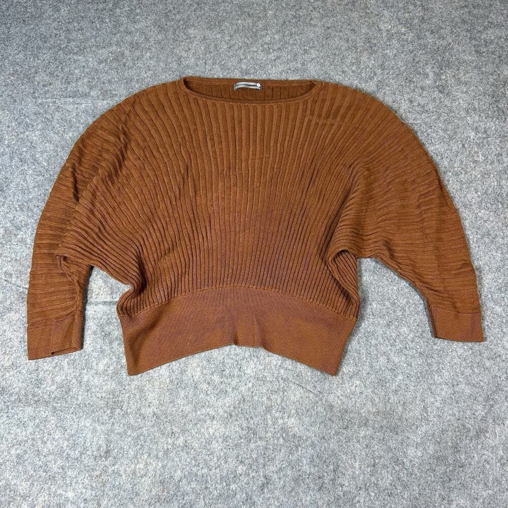 Anthropologie Brown Ribbed Crewneck Sweater